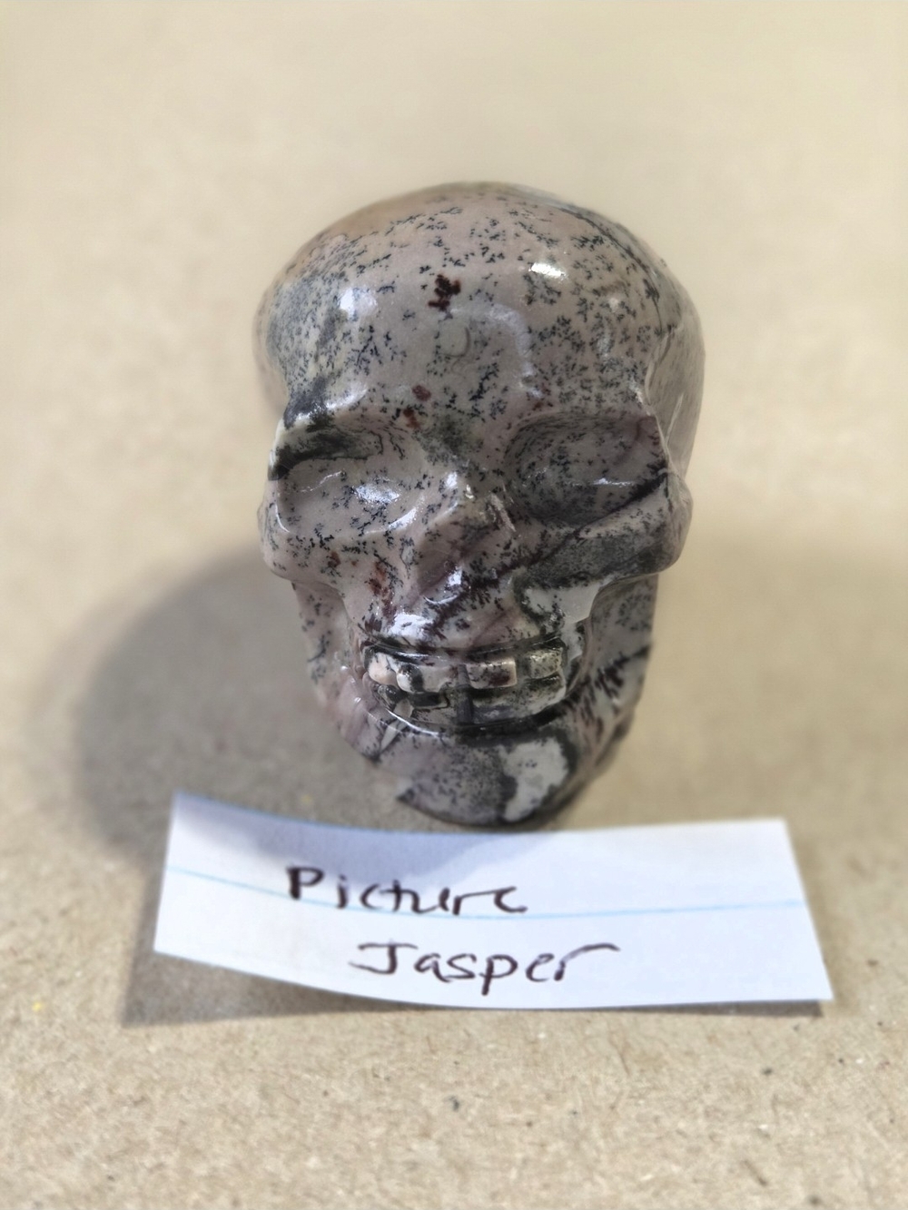 Detailed Picture Jasper Crystal Carved Skull Stone Sculpture Decor